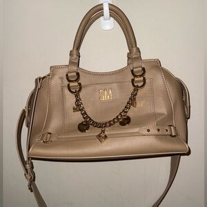 Steve Madden Tan Gold Satchel with Chain Detail
